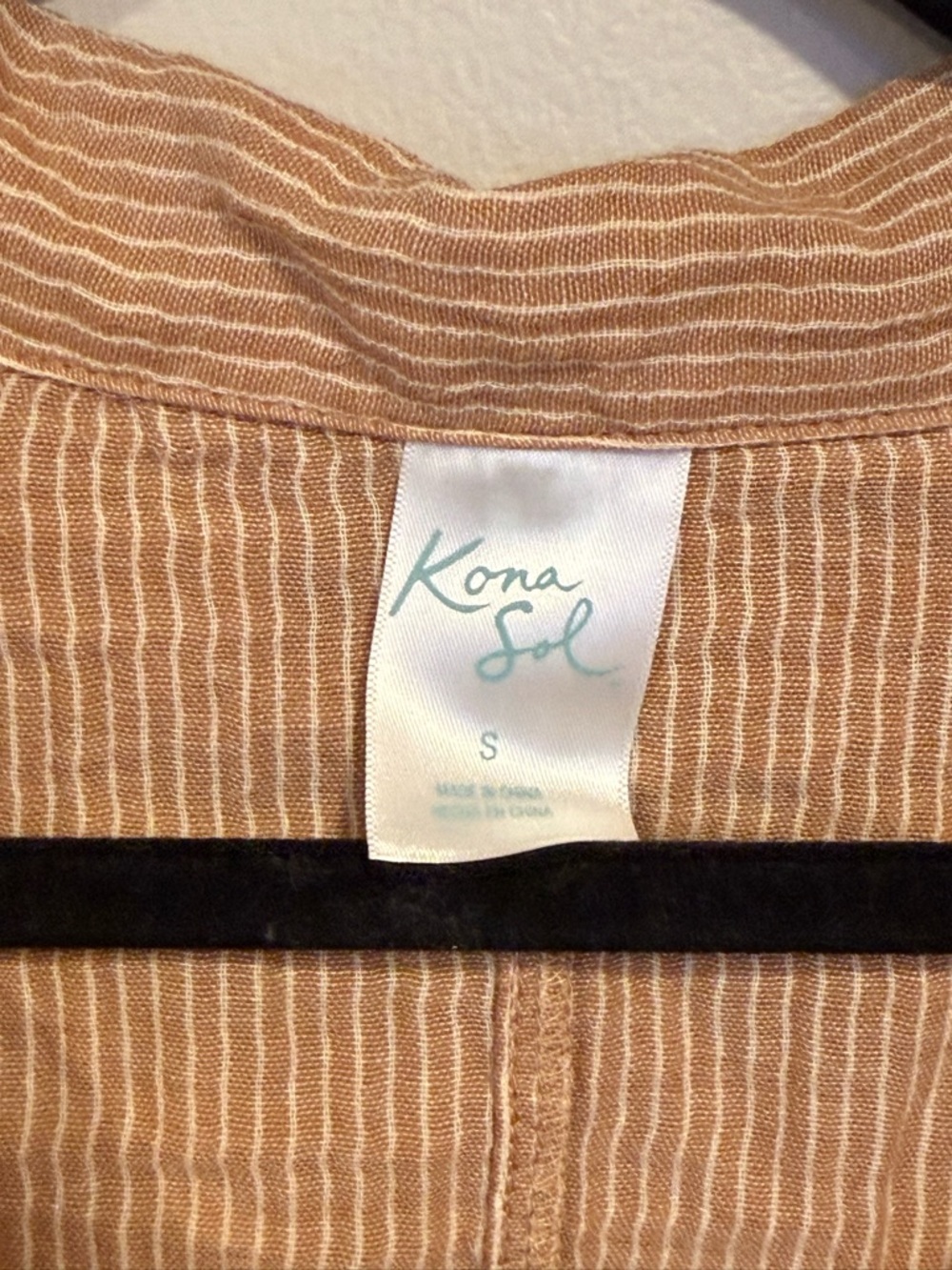 Kona Sol Cover Up Shirt & Short Set Gauze Brown White Striped Women's Small - Picture 6 of 13